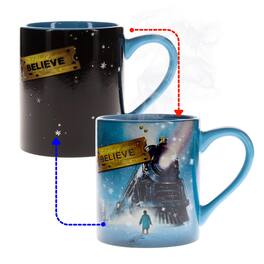 Silver Buffalo - The Polar Express "Believe" Heat-Reveal Ceramic Mug | Holds 14 Ounces - Blue