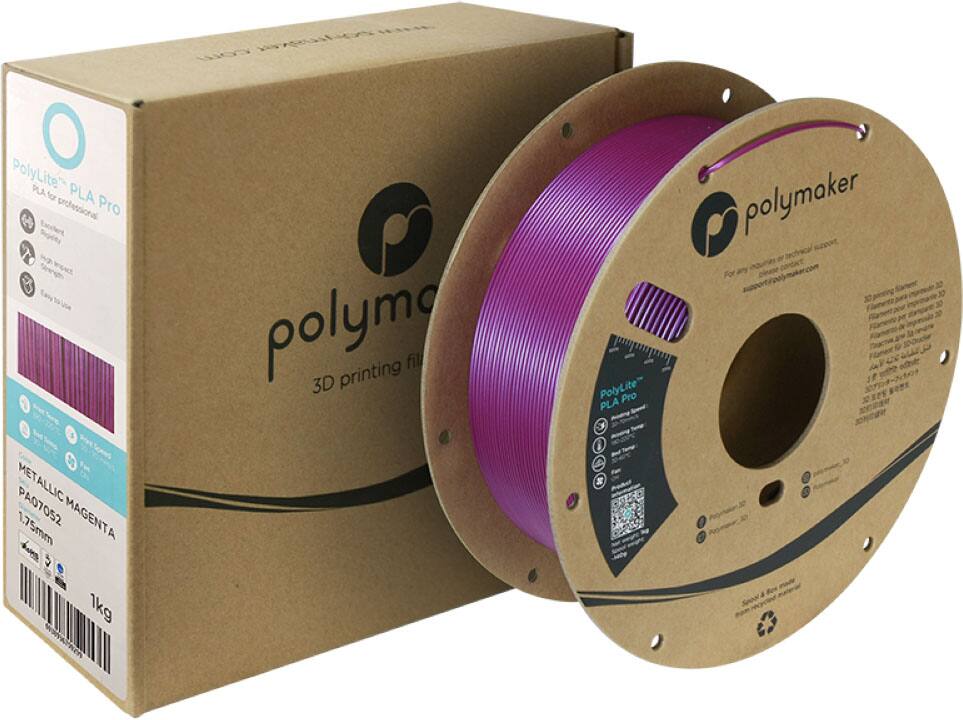 PolyLite PLA for PLA Pro professional 3D printing filament. Magenta 1.75mm diameter, 1kg spool.