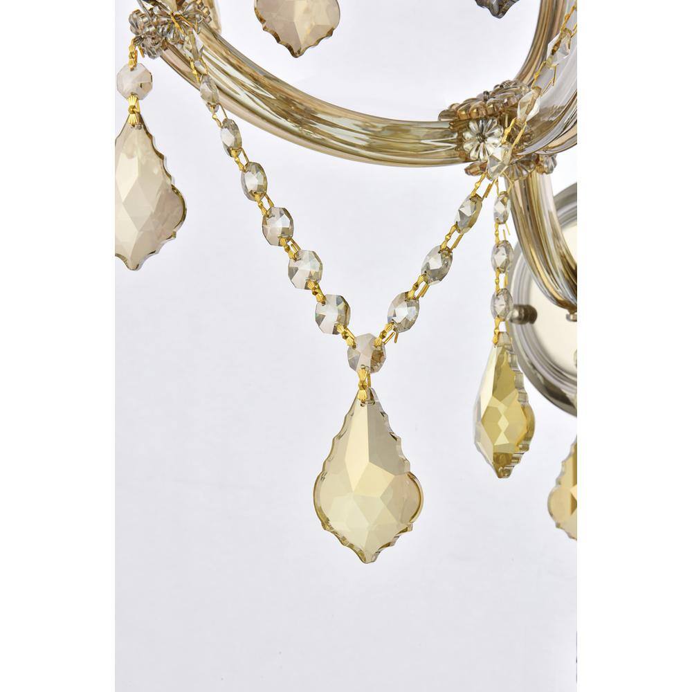 Back. Elegant Lighting - Maria Theresa 5 light Golden Teak Wall Sconce Golden Teak - Golden Teak.