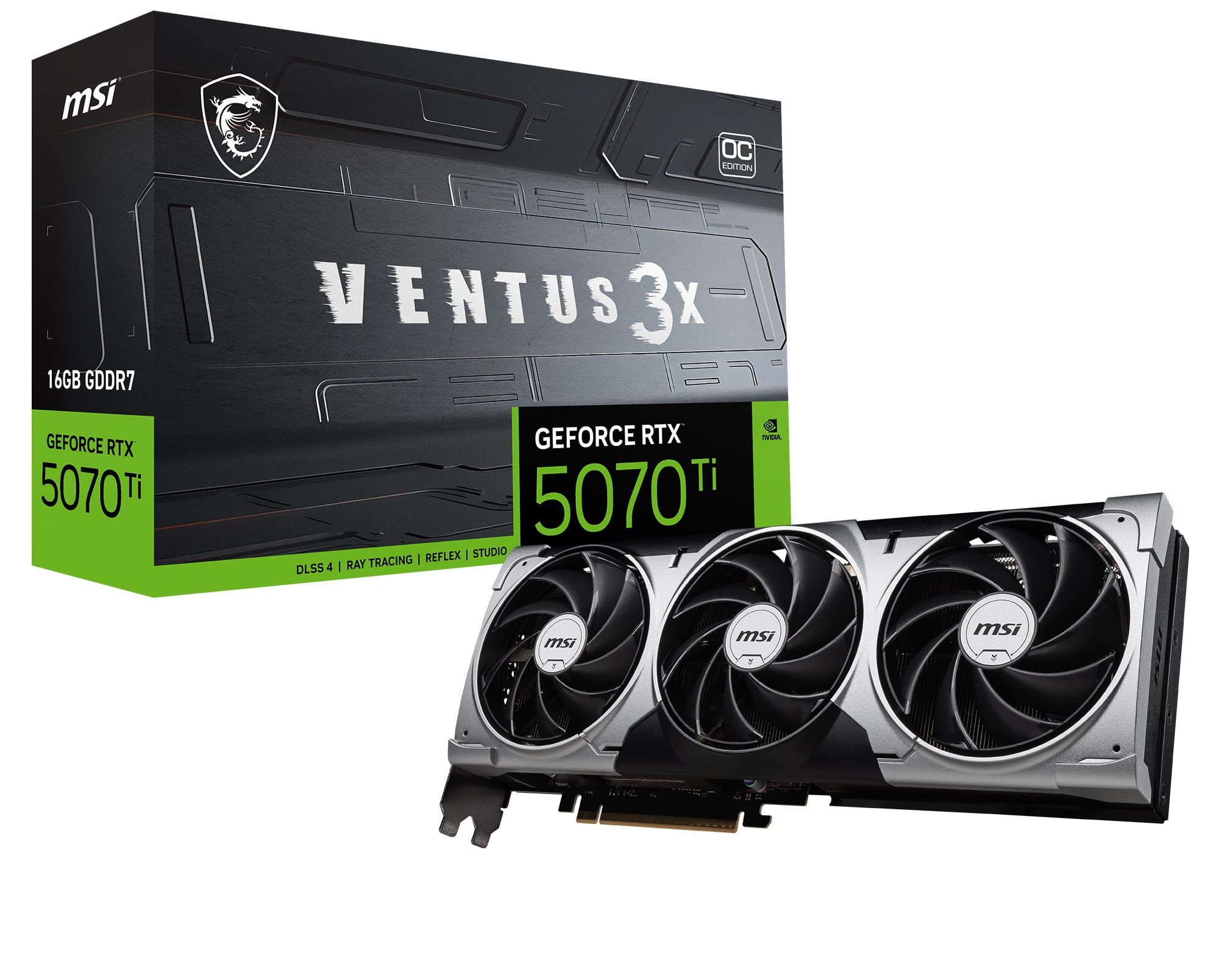MSI - NVIDIA GeForce GeForce RTX 5070 TI 16G VENTUS 3X OC 16GB GDDR7 PCI Express Gen 5 Graphics Card - Black - Front_Zoom