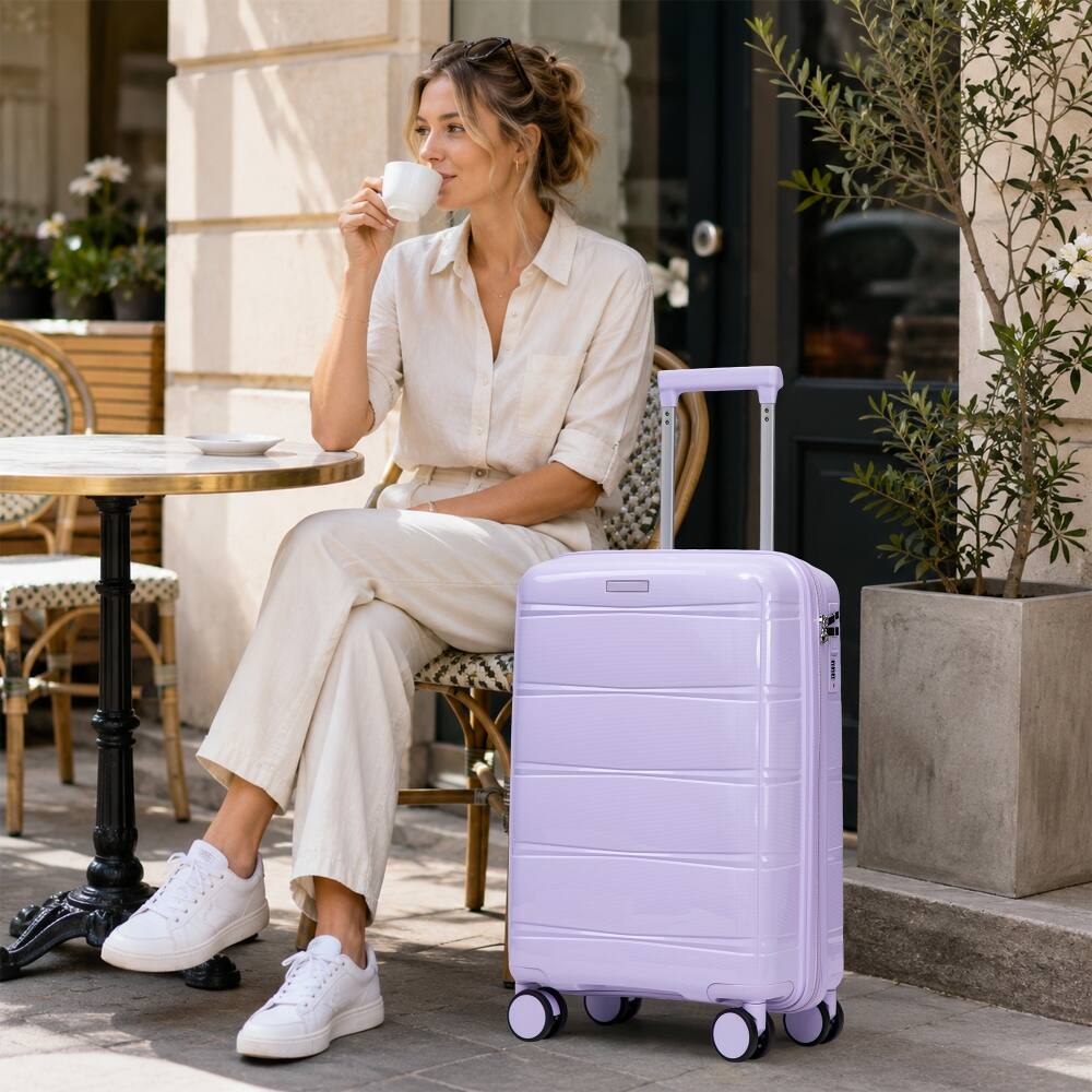 Alt View 9. Ropilly - Ropilly 3 Piece Luggage Set Hard Shell Suitcase Purple Travel Trunk - Purple.