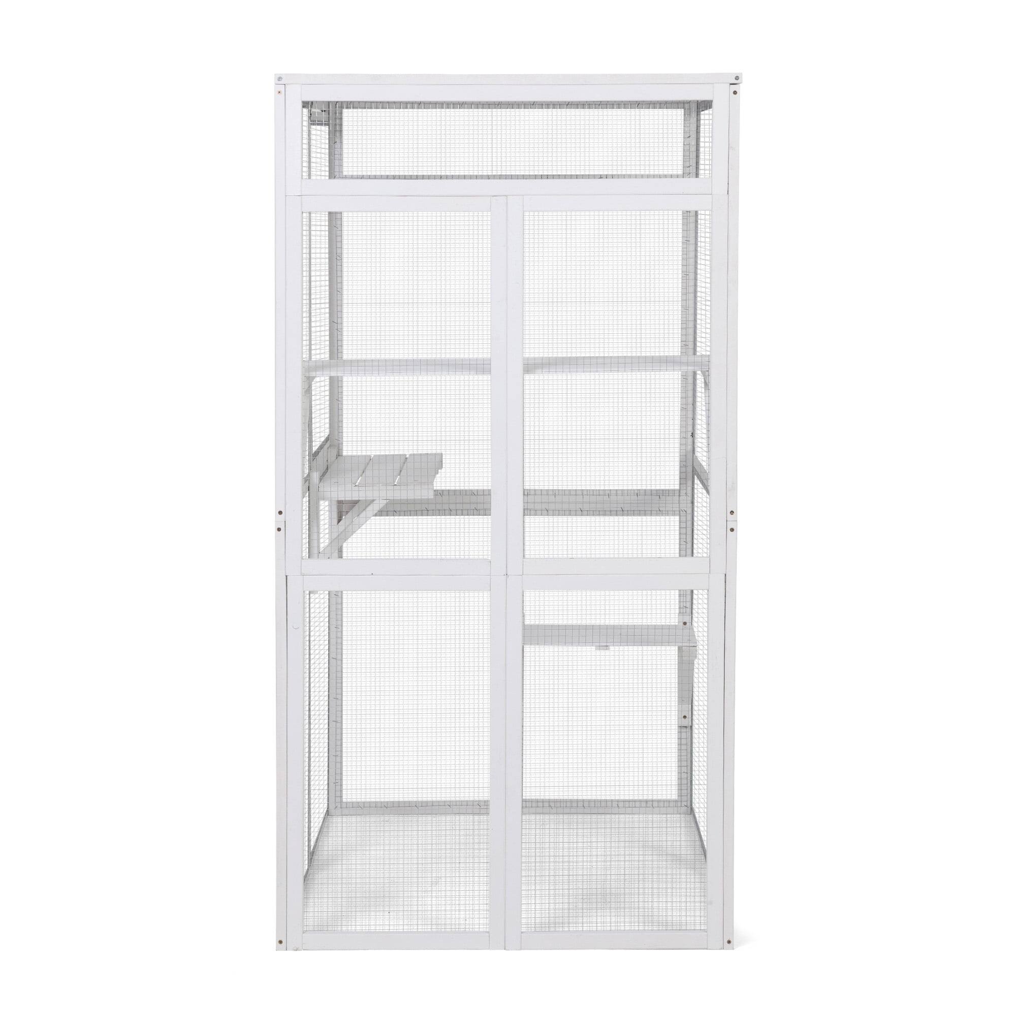 Alt View 1. Pefilos - 64" Cat House Outdoor Catio Cat Enclosures Wooden Kitty House with Platforms, Waterproof Roof, Hammock.