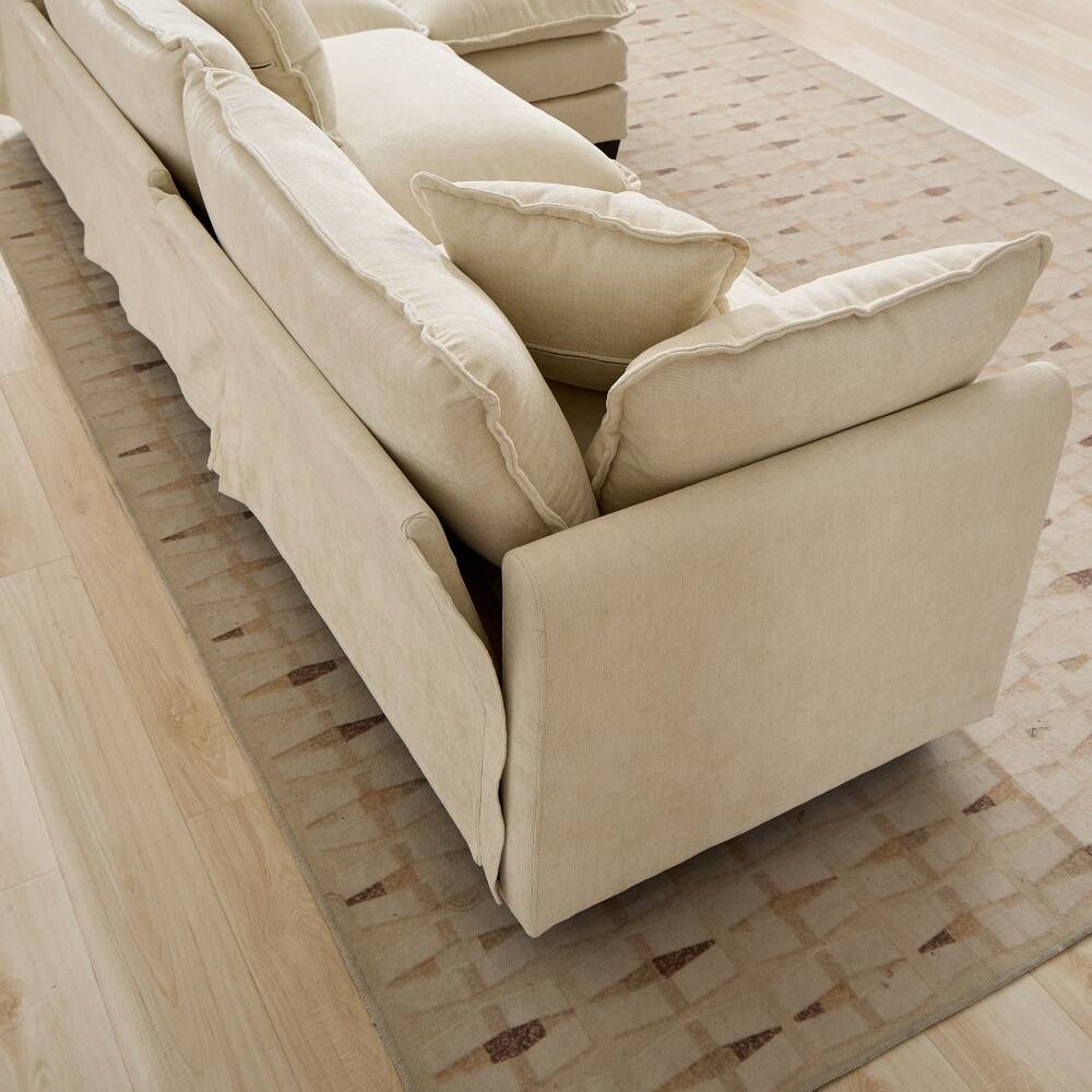 Back. Loheer - Loheer Cloud Sofa 2 Seater Beige Sectional Modern Apartment Couch - Beige.