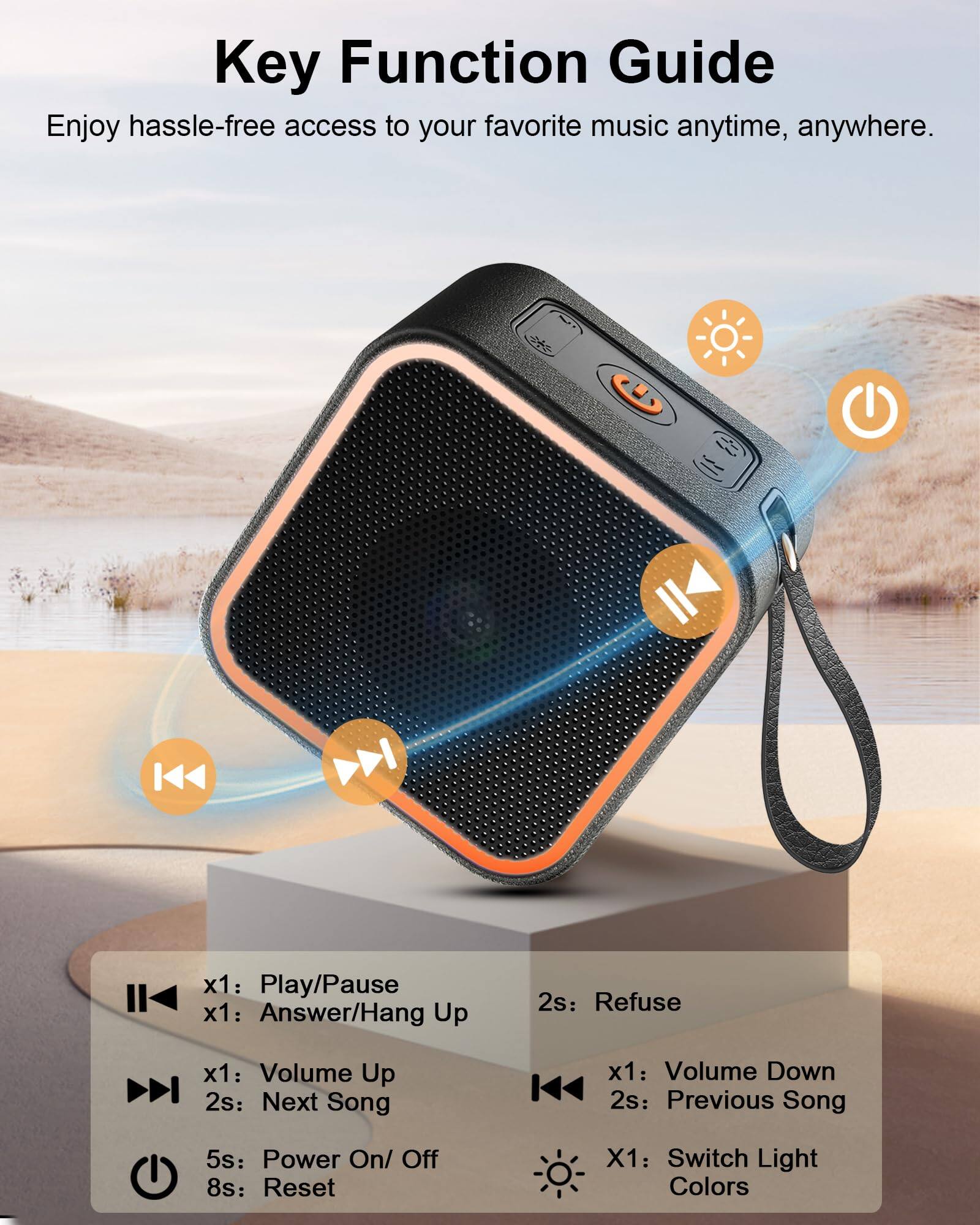 Dazzed Corner Portable Bluetooth Speaker, Wireless Speaker with