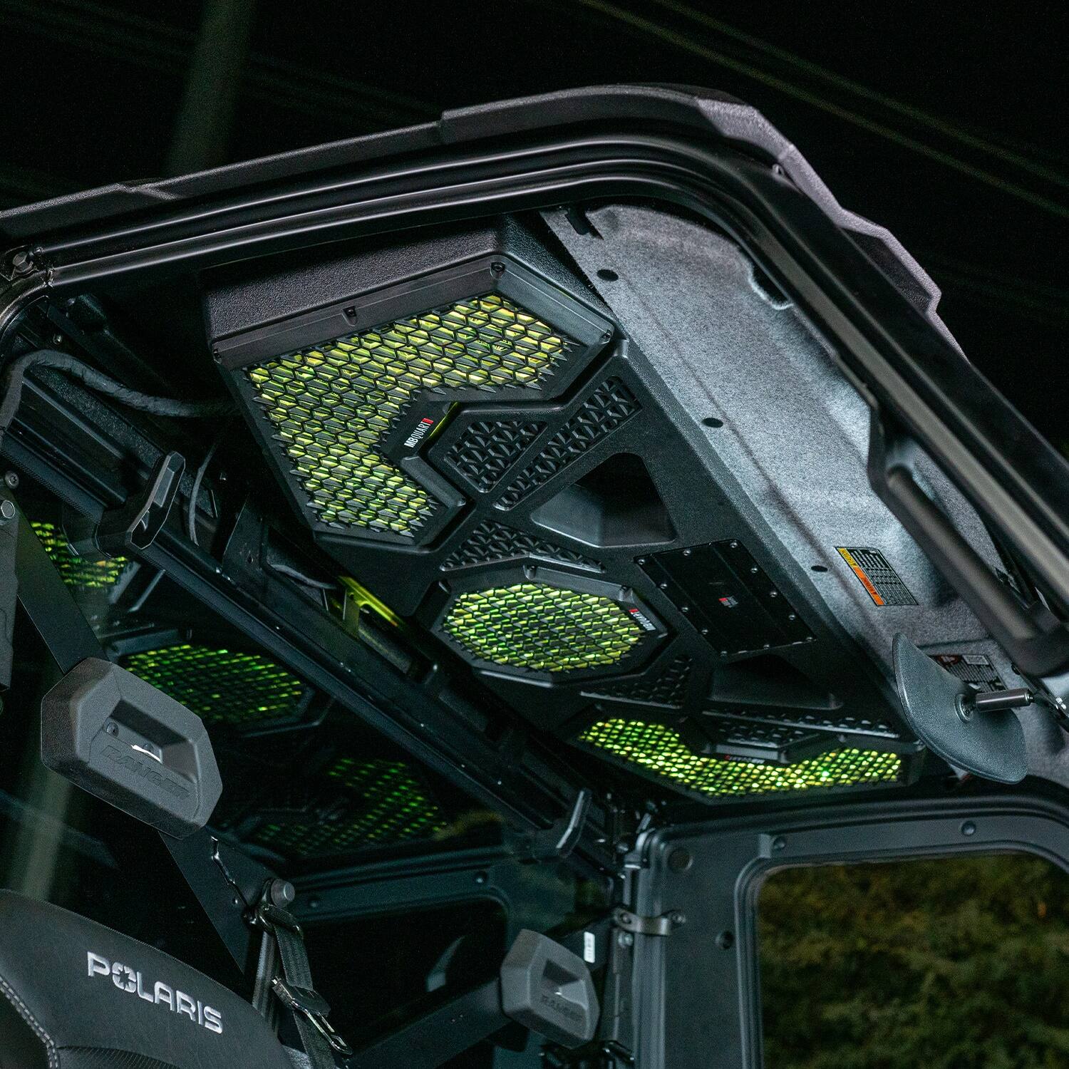 Alt View 29. MB Quart - Tuned 7 Speaker Audio Roof with 7 Inch LED Source Unit for Polaris Ranger - Black.