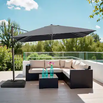 12 ft tilt patio umbrella California 12-Year Protection 9-Ft Outdoor Umbrella, Sunbrella Fade-Resistant Acrylic Fabric, Auto and Crank, Heavy-Duty Aluminum Frame/ Reinforced Ribs, Bronze Pole, Spa : Patio, Lawn & Garden The 12 x 9 ft rectangular canopy fits standard rectangular dining tables Crestlive Products 12-ft Aluminum Dark