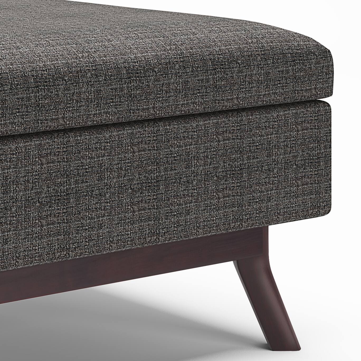 Angle. Tiramisubest - Solid Wood Coffee Table Storage Ottoman in Ebony Tweed with Safety Hinge - Gray.