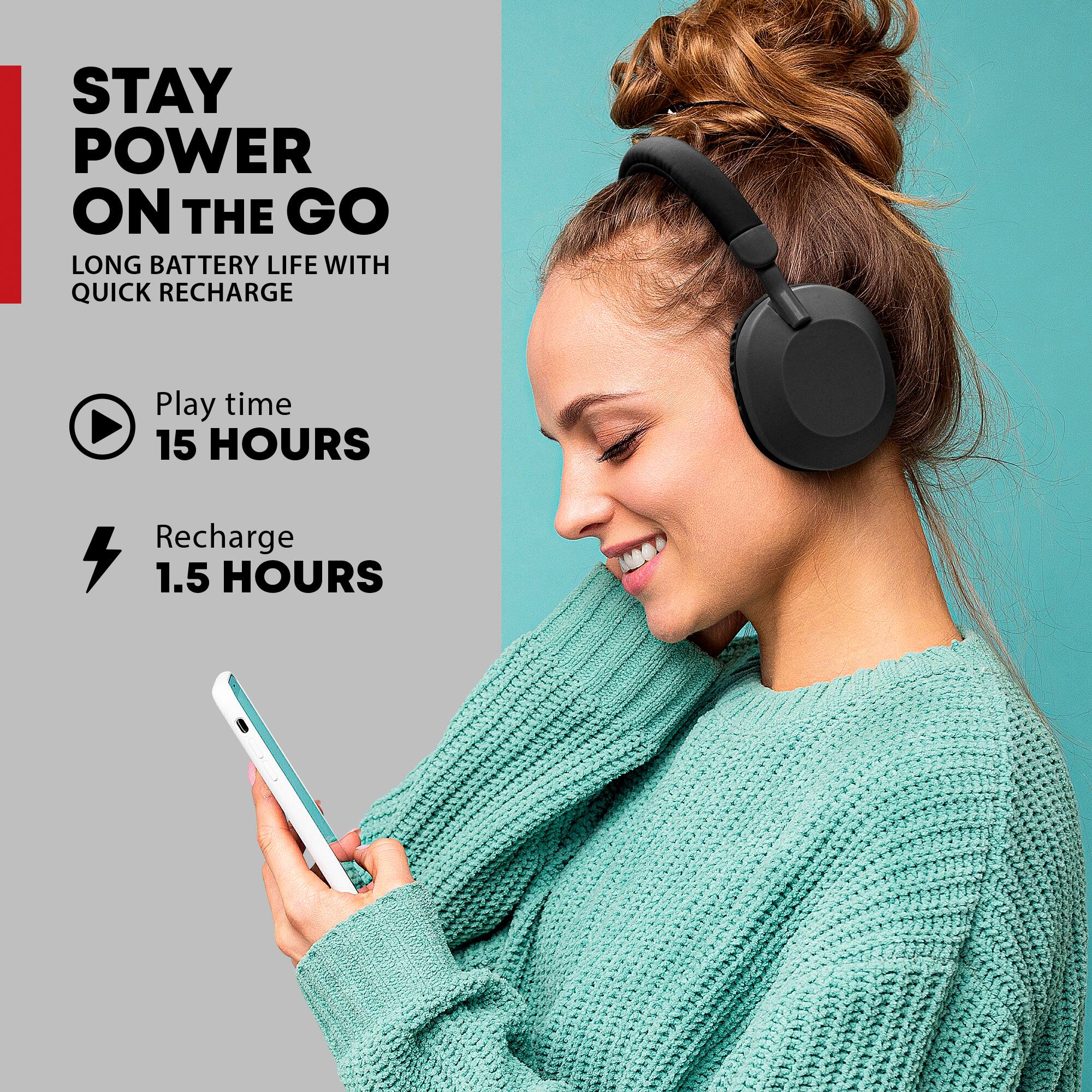 STAY POWER ON THE GO  
LONG BATTERY LIFE WITH QUICK RECHARGE  

Play time 15 HOURS  
Recharge 1.5 HOURS