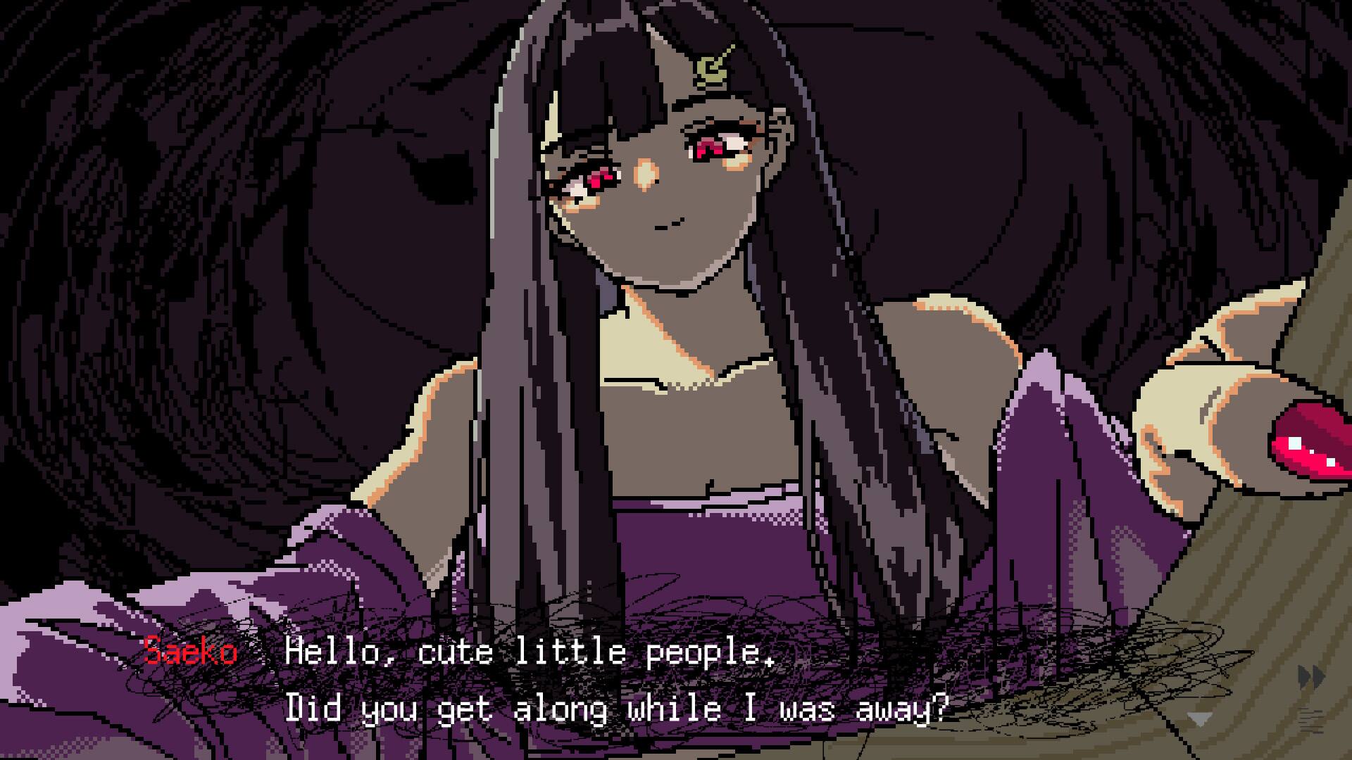 Saeko: Hello, cute little people. Did you get along while I was away?