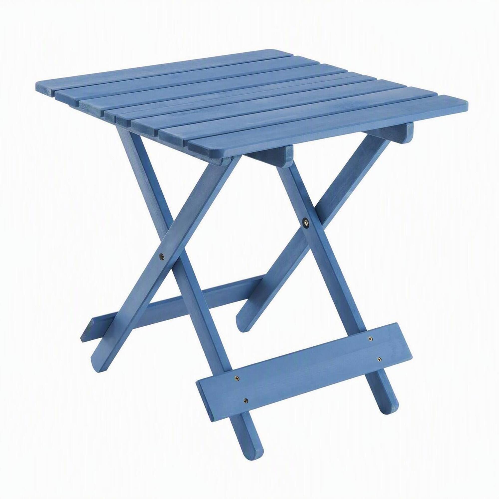 RYHNUYNE - Solid Cypress Square Folding Outdoor Table,Space-Saving Finish Side Table for Patio Balcony Deck Backyard - Blue
