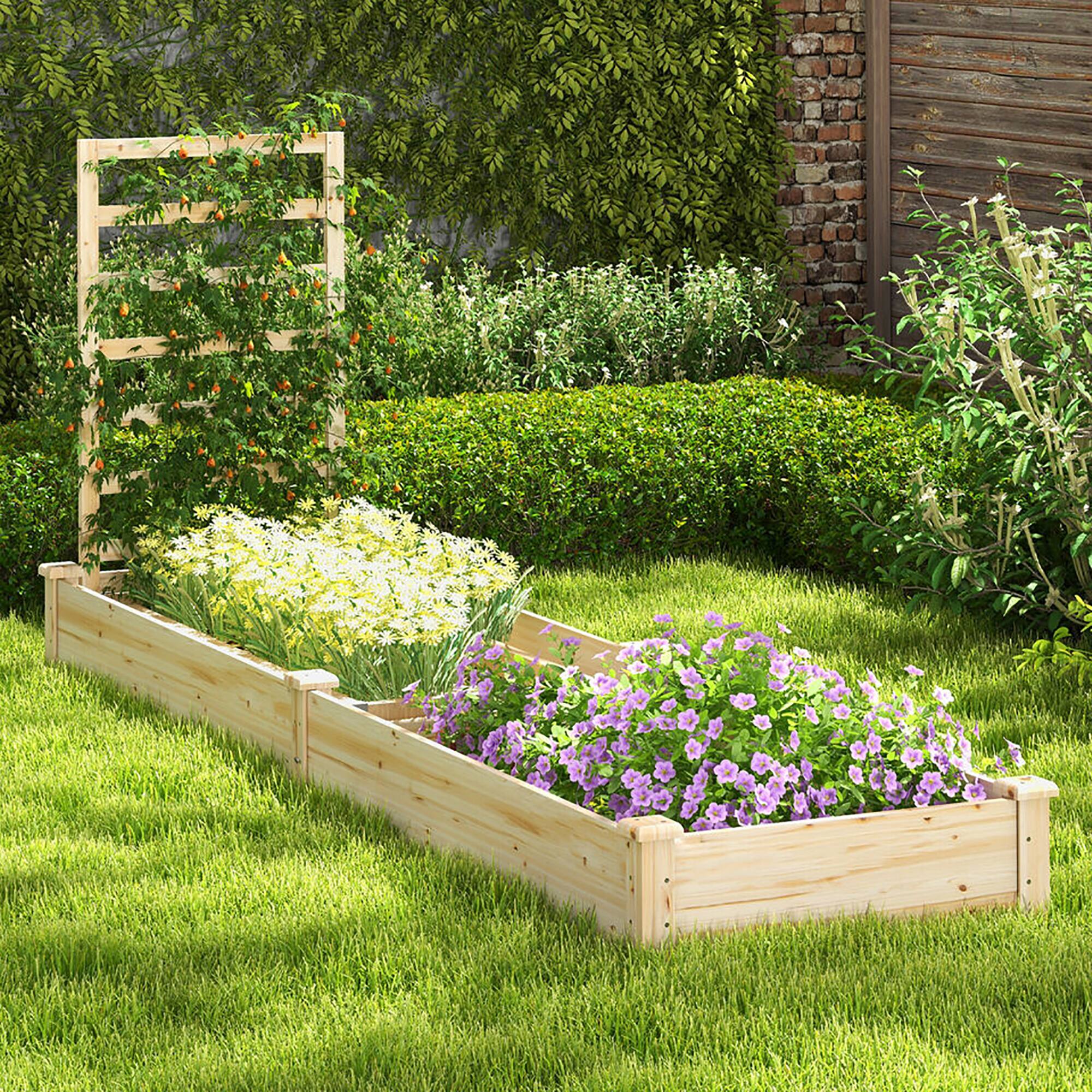 Alt View 3. Gymax - Gymax Raised Garden Bed Wooden Planter Box with Divided Space for Outdoor Natural - Natural.