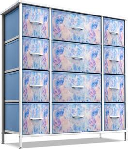 Sorbus - Dresser with 12 Drawers - Chest Organizer Unit with Steel Frame Wood Top and Handle - Large Dresser for Bedroom - Tie dye blue