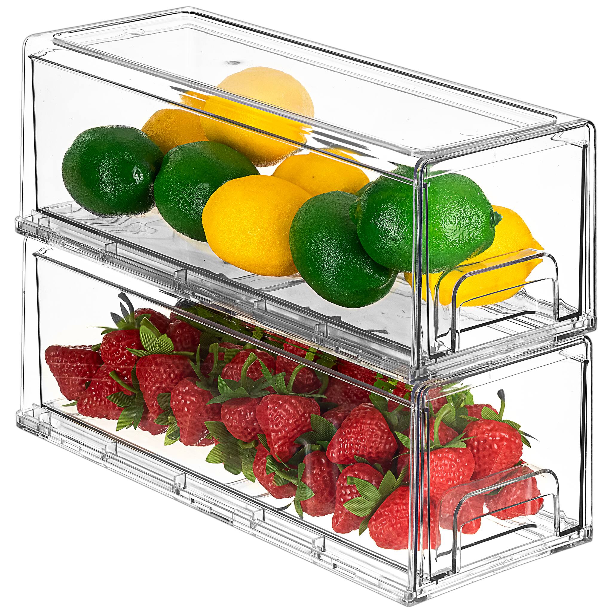 Alt View 4. Sorbus - Sorbus Small Wide Clear Storage Drawers (4 Pack) – Stackable Pull-Out Storage Bins for Fridge and Pantry - Clear.