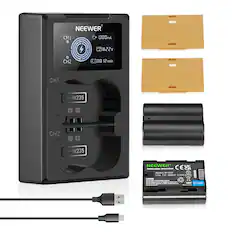 NEEWER CH1 0.00mA 8.22V CH2 0.00 12mAh
Attach this cover to the battery
NEEWER Rechargeable Battery Pack
Replaces NP-W232
Li-ion 7.2V 2400mAh 17.28Wh
P-W235