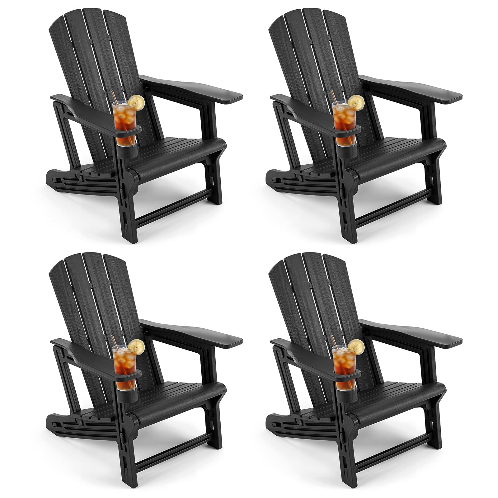 Costway - 4 PCS HDPE Adirondack Chairs with Realistic Wood Grain, Extended Backrest - Black price history on PriceWatchPro