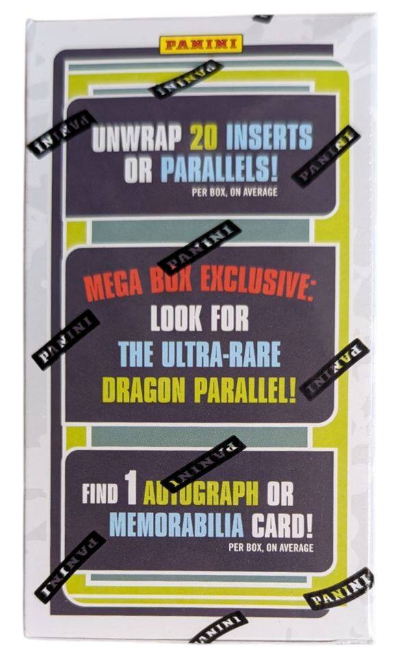 PANINI  
UNWRAP 20 INSERTS OR PARALLELS!  
PER BOX, ON AVERAGE  

MEGA BOX EXCLUSIVE:  
LOOK FOR THE ULTRA-RARE DRAGON PARALLEL!  

FIND 1 AUTOGRAPH OR MEMORABILIA CARD!  
PER BOX, ON AVERAGE