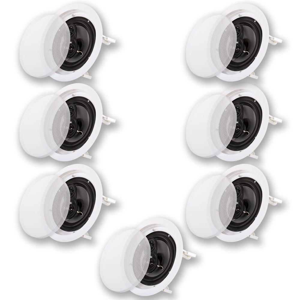 Acoustic Audio by Goldwood - CS-IC63 in Ceiling 6.5" Home Theater 7 Piece Speaker Set 3 Way CS-IC63-7S - Paintable White