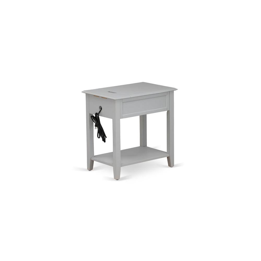 Alt View 1. East West Furniture - East West Furniture DE-14-ET Wood Night Stand for Bedroom with 1 Wooden Drawer, Stable and Sturdy Constructed - Urban - Urban Gray.