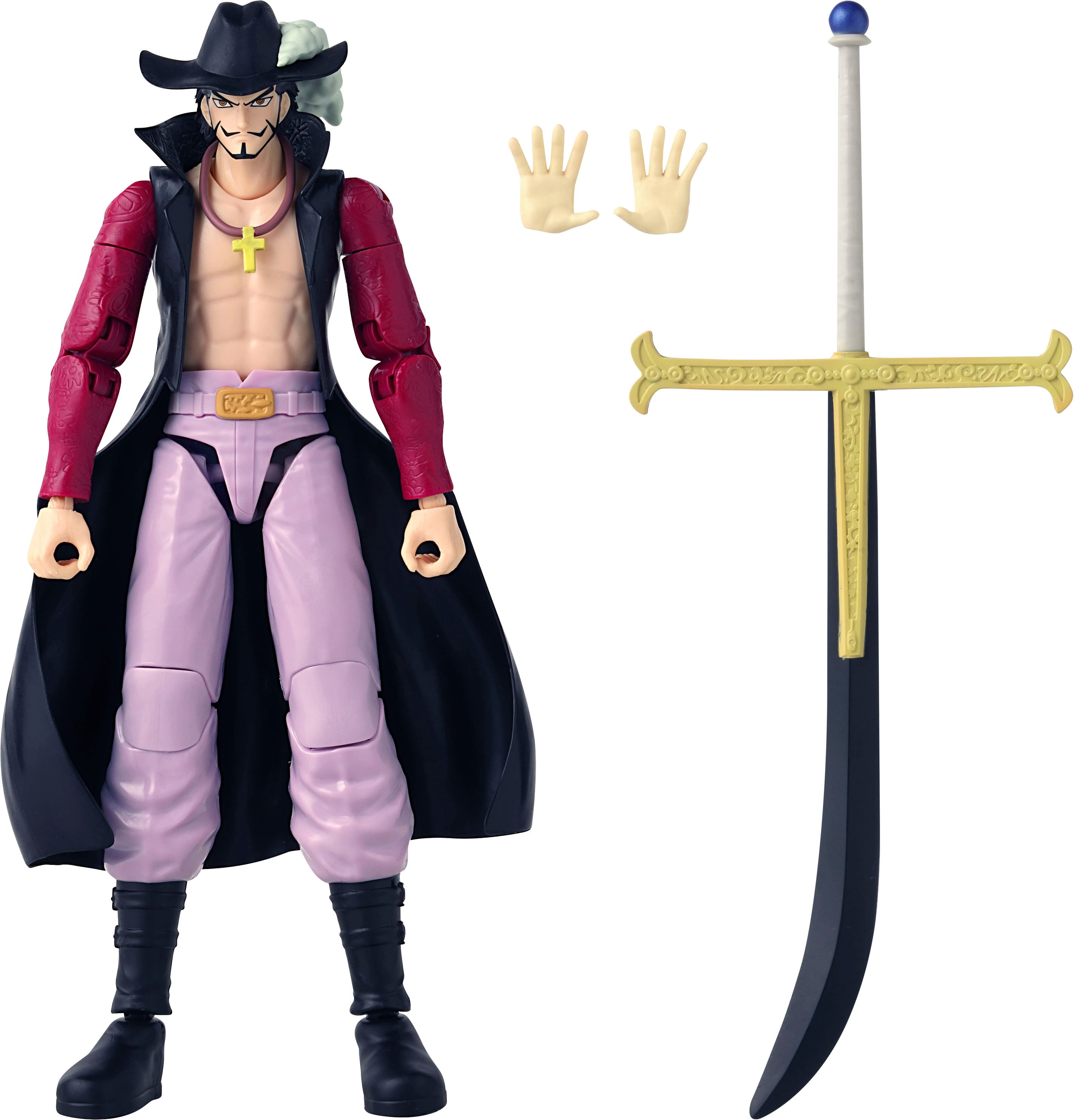 Front. Bandai - Anime Heroes One Piece - Dracule Mihawk 6.5" Figure.