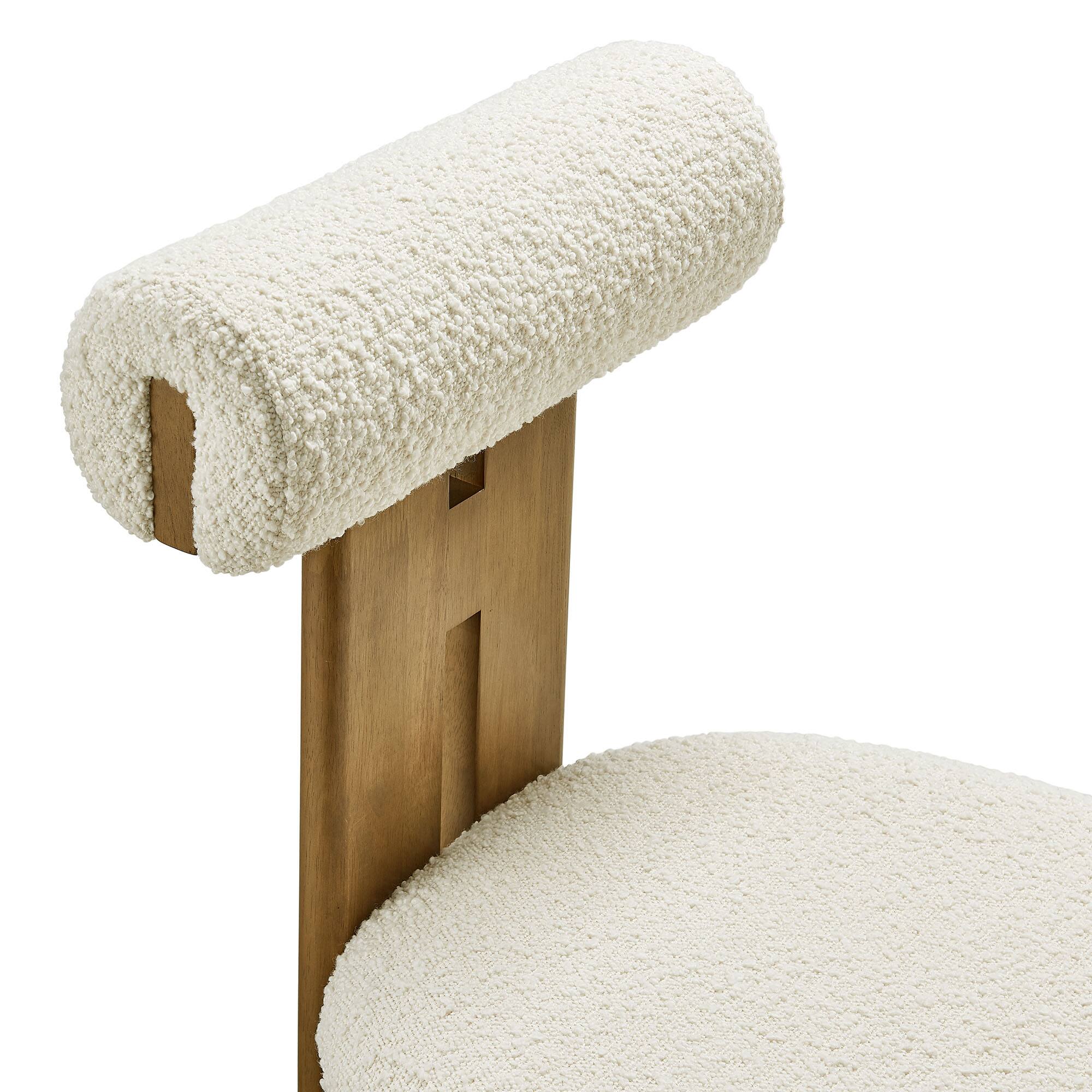 Alt View 4. Modway - Torian Boucle Fabric Dining Chair Set of 2 by Modway - White.