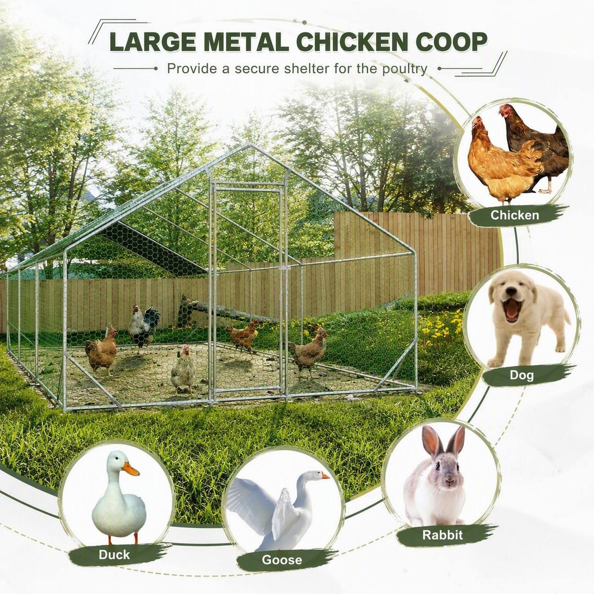 LARGE METAL CHICKEN COOP  
Provide a secure shelter for the poultry

- Chicken
- Dog
- Duck
- Goose
- Rabbit