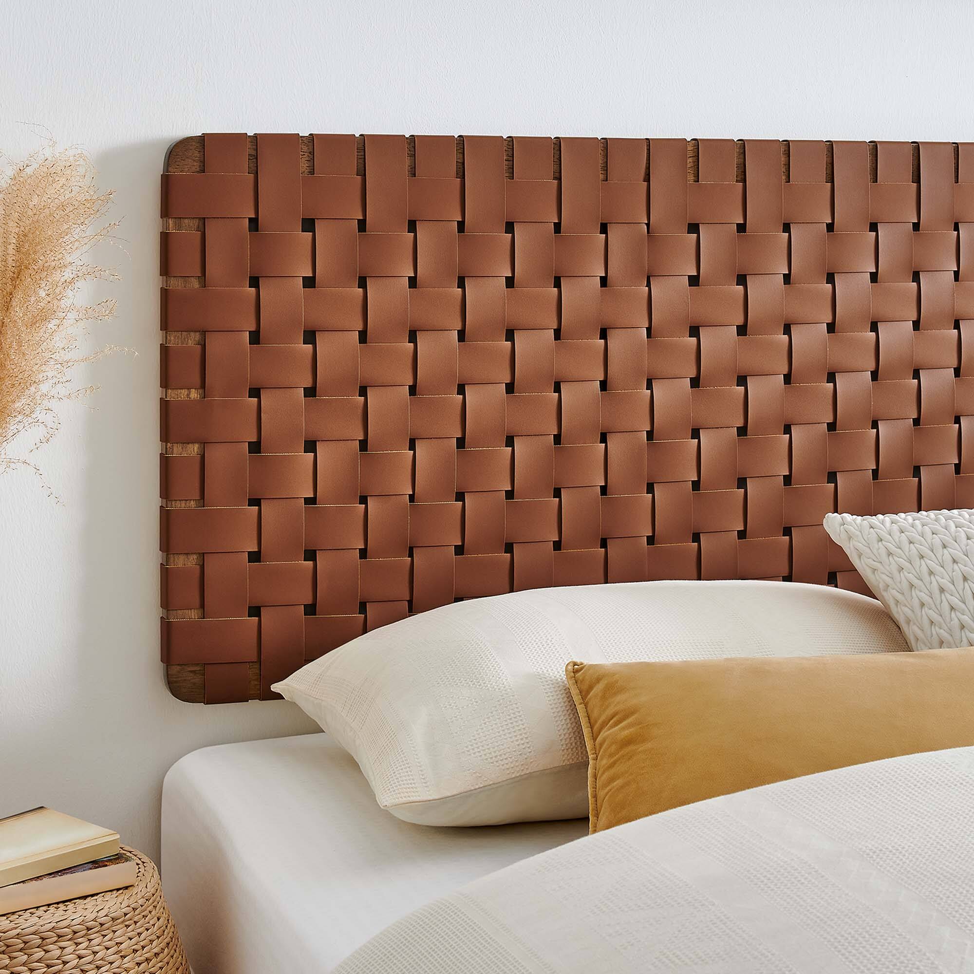 Alt View 3. Modway - Sparta Weave Wall-Mount Vegan Leather King Headboard by Modway - Brown.