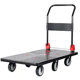 LOVMOR - 25.5 x 51.5 in. Foldable Platform Truck with 6 in. Wheels, 1800-Lb Capacity - Black