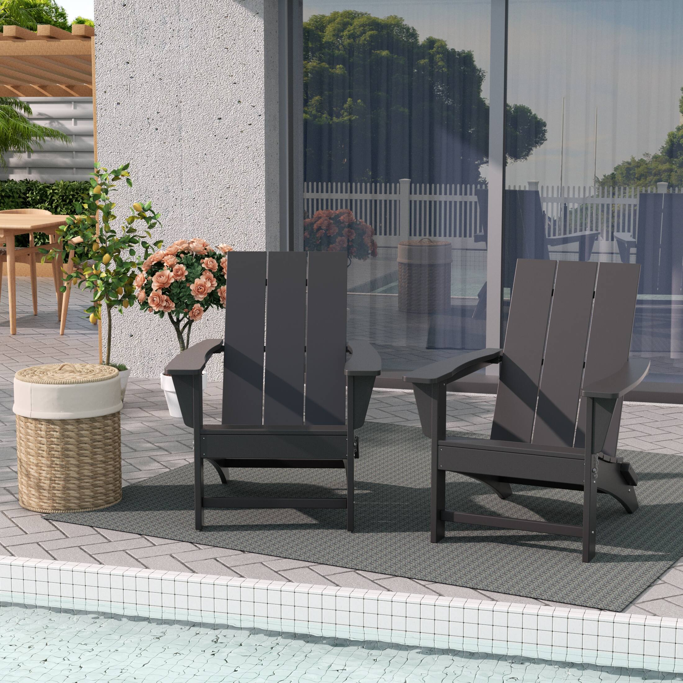 Angle. WestinTrends - WestinTrends Ashore Modern Outdoor Folding Adirondack Chair (Set of 2) - Gray.