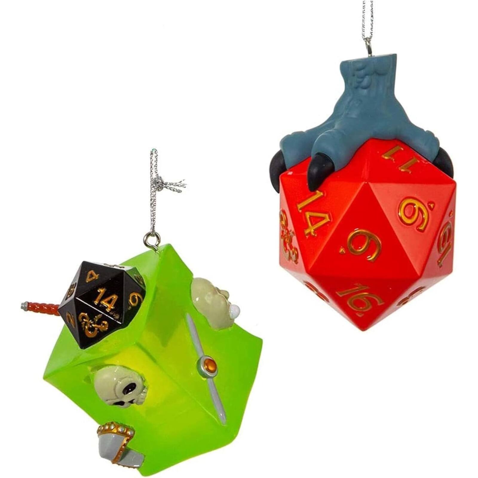 Left. Kurt S Adler - Kurt Adler Dungeons and Dragons Dice and Gelatinous Cube Christmas Ornaments 2 Piece Set - Multicolor.