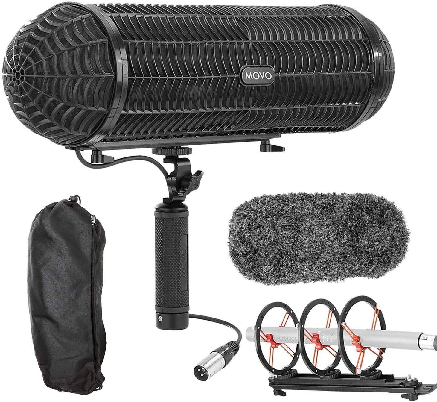 MOVO - BWS1000 Blimp Wind & Vibration Protection System for Shotgun Microphones - Features 12-point Internal Shockmount,