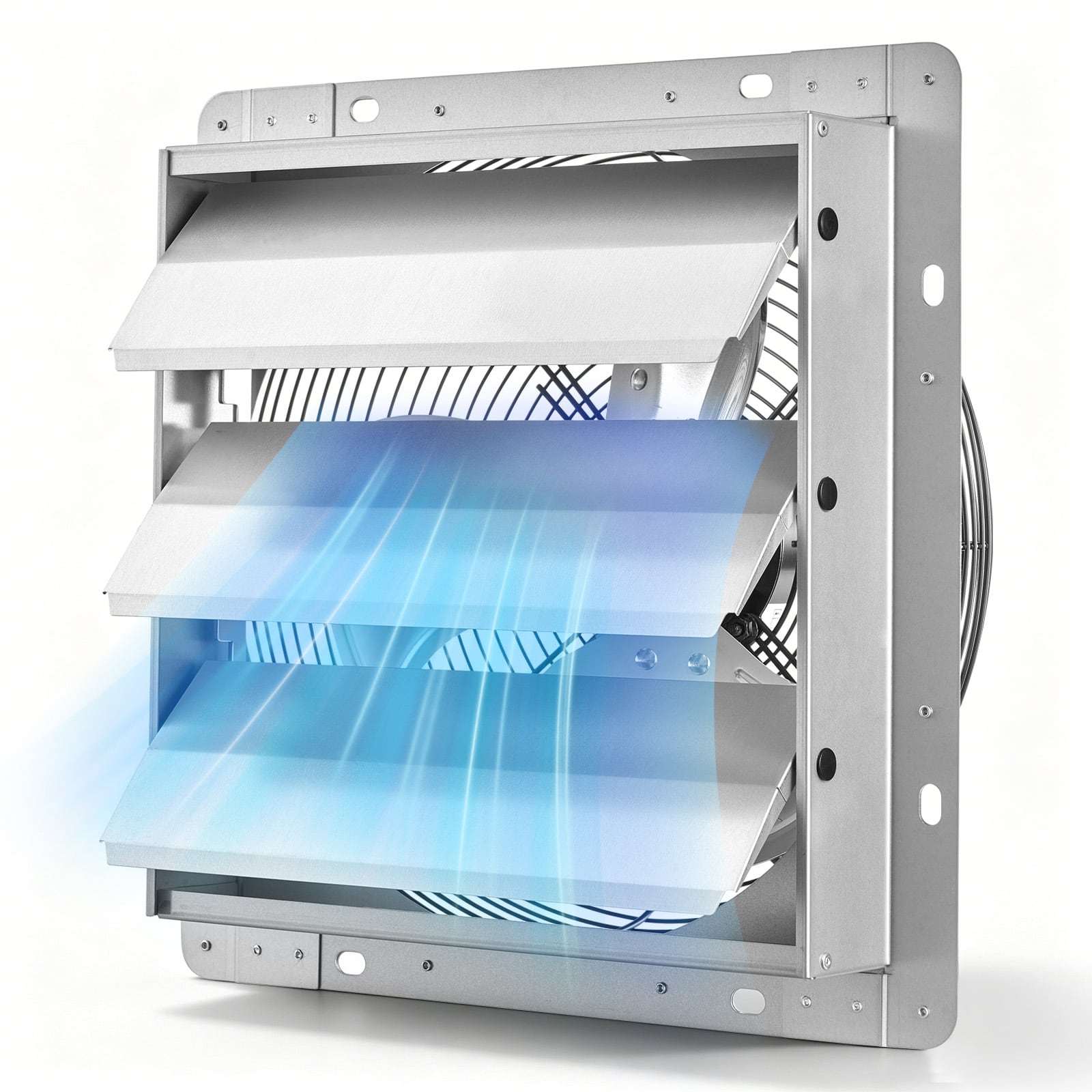 VEVOR - 12 Inch Shutter Exhaust Fan Wall Mounted 1347 CFM Automatic Louvers, Sturdy Steel Housing, Low Noise, AC Motor - Silver
