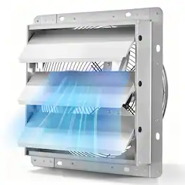 VEVOR - 12 Inch Shutter Exhaust Fan Wall Mounted 1347 CFM Automatic Louvers, Sturdy Steel Housing, Low Noise, AC Motor - Silver