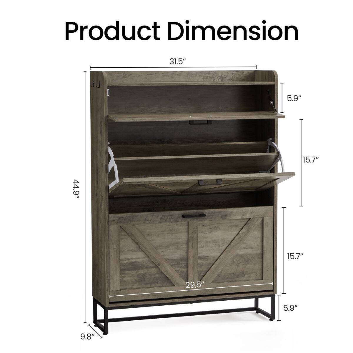 Product Dimension  
31.5" (Width)  
5.9" (Depth)  
15.7" (Shelf Height)  
44.9" (Height)  
15.7" (Drawer Height)  
29.5" (Drawer Width)  
5.9" (Drawer Depth)  
9.8" (Leg Height)