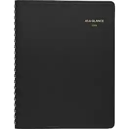 AT-A-GLANCE - 2026 8.5" x 11" Daily Appointment Book, Faux Leather Cover - Black
