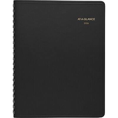 AT-A-GLANCE - 2026 8.5" x 11" Daily Appointment Book, Faux Leather Cover - Black