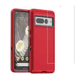 Entronix - Heavy Duty Bundle for Google Pixel 7 Pro - Case and Screen Protector - Red