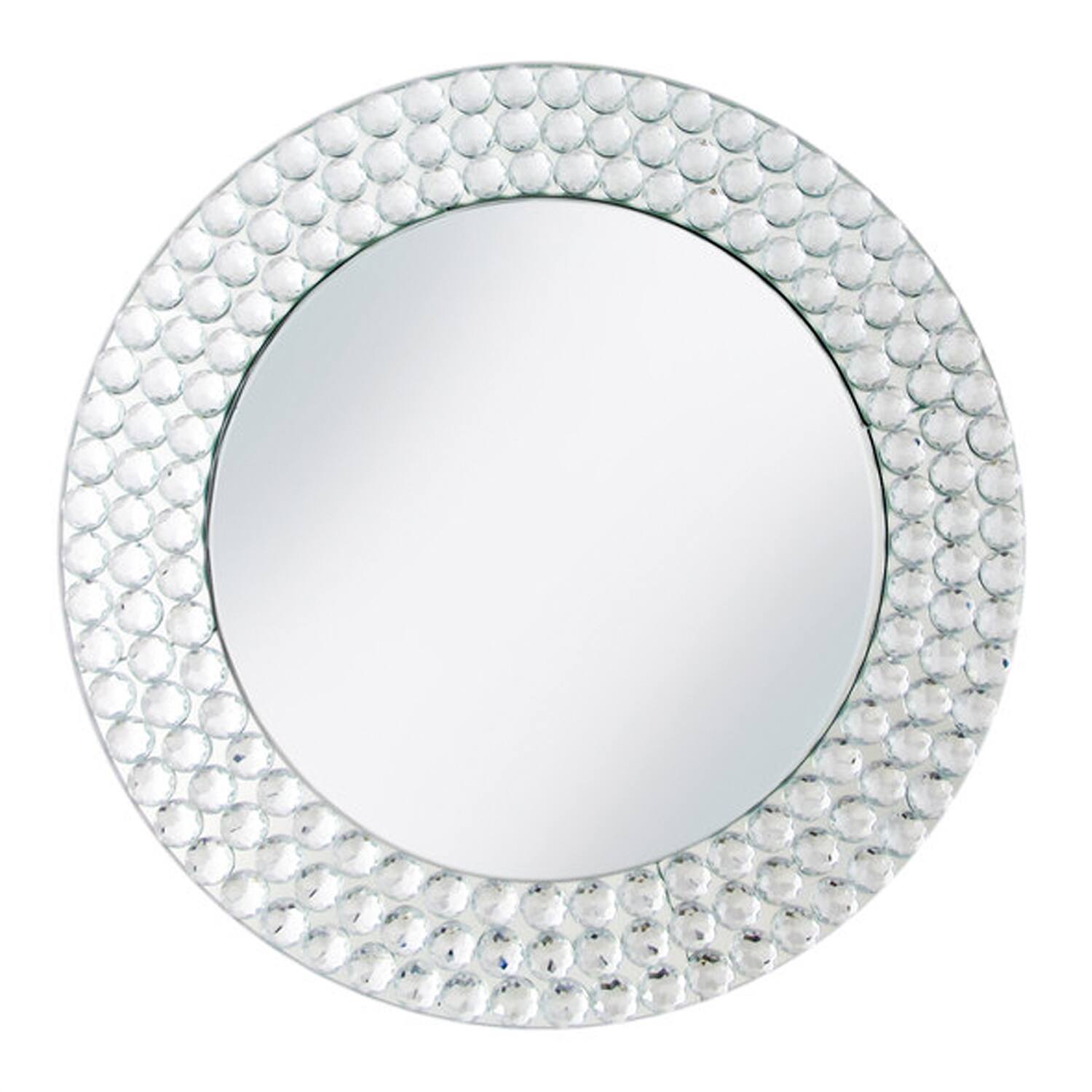 Front. American Atelier - Mirror Charger Plate 13"D with Round Triple Beads - Clear.