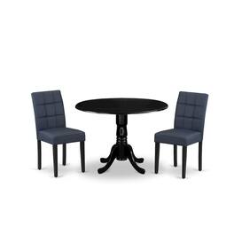East West Furniture - 3 Piece Dining Table Set consists A Wood Table - Black