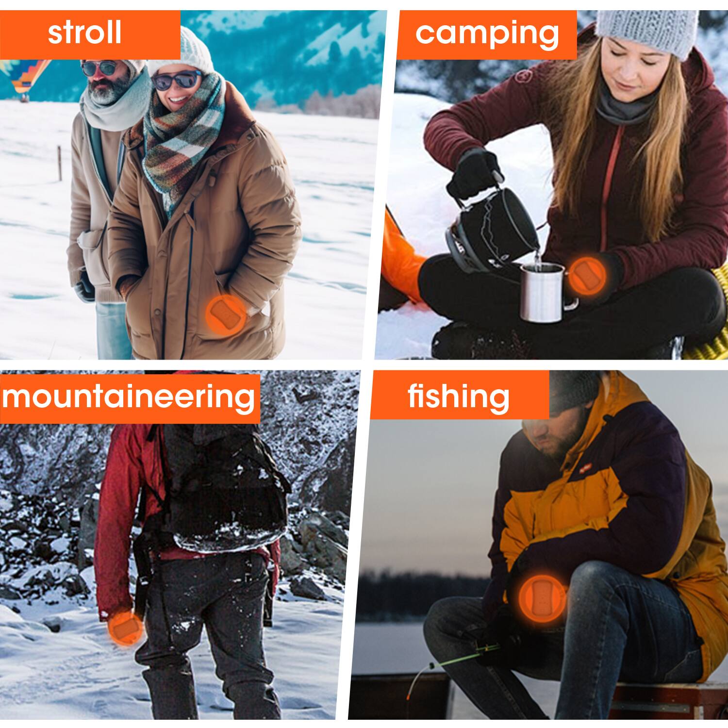 stroll  
camping  
mountaineering  
fishing