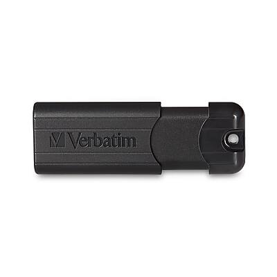 Alt View 4. Verbatim - Verbatim PinStripe 128GB USB 3.2 Type A Flash Drive, Black (49319) - Black.