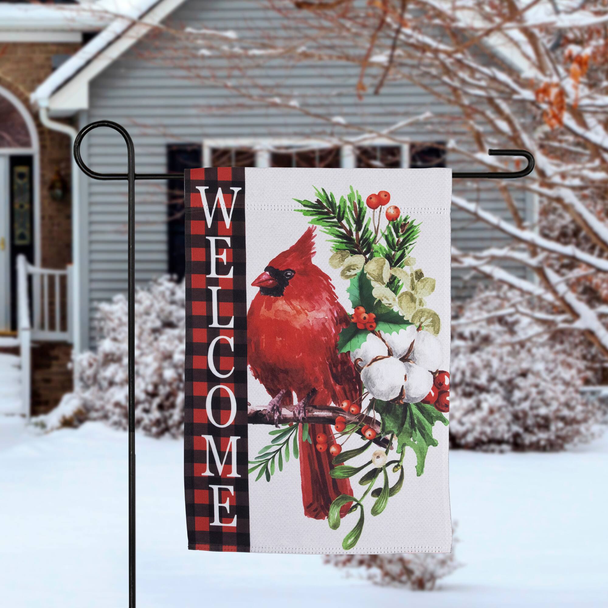 Northlight- Cardinal "Welcome" Outdoor Christmas Garden Flag- 18" x 12.5"- Red