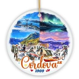 OrnamentallyYou - Majestic Cordova Alaska Ornament, Northern Coastal Mountain Town Christmas Gift (Version 1) - Multi-colored