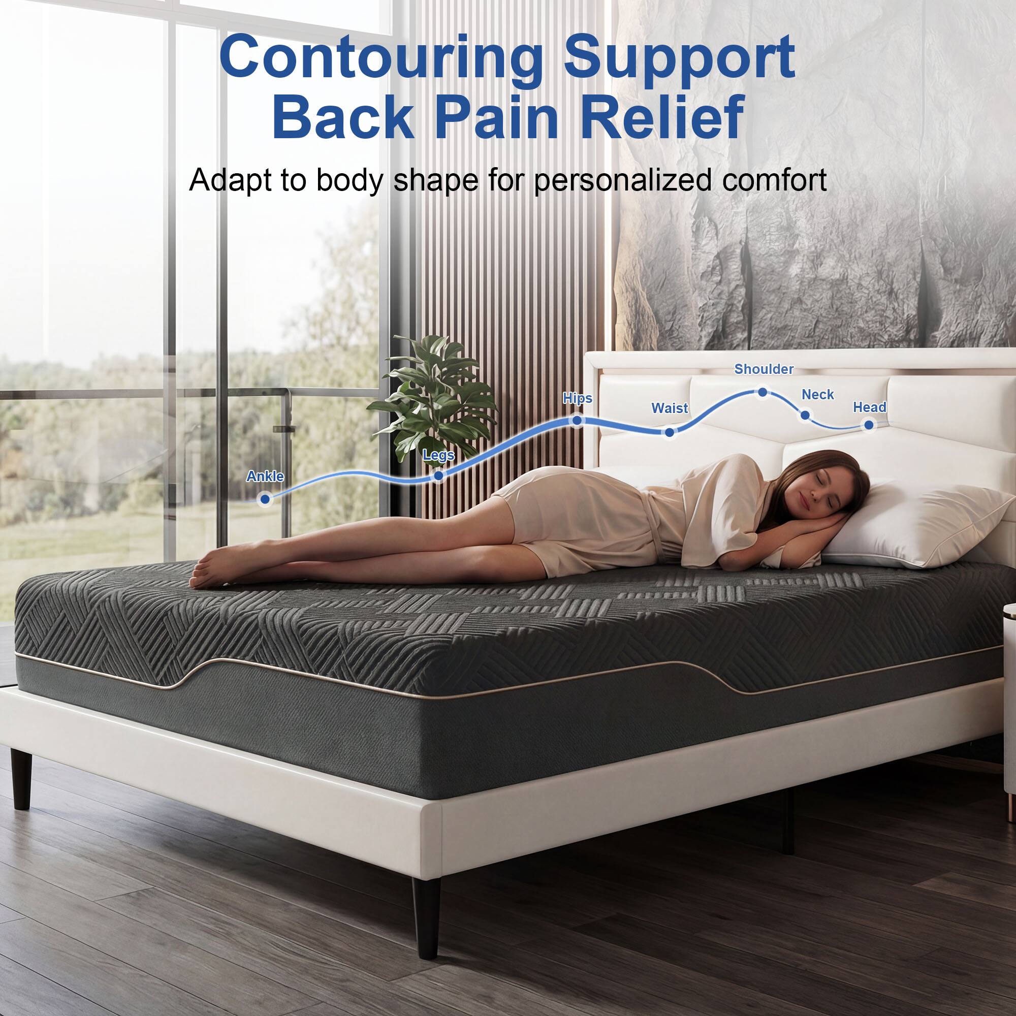 Contouring Support Back Pain Relief  
Adapt to body shape for personalized comfort  
Shoulder, Hips, Waist, Neck, Head, Ankle, Legs