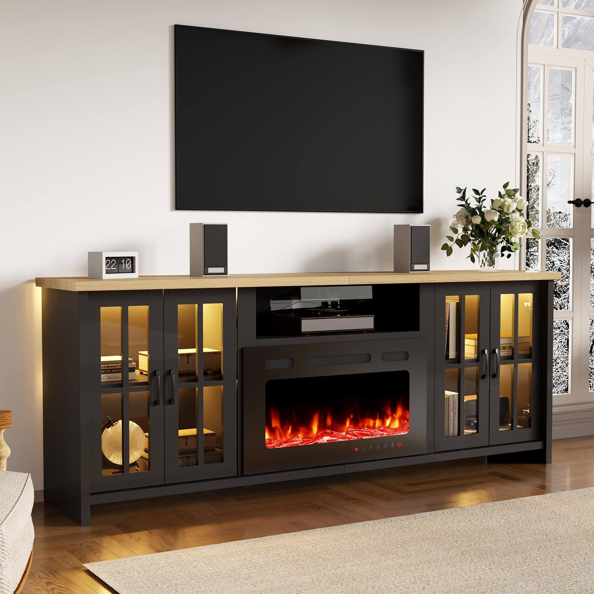 U-HOMY Fireplace TV Stand Media Console - Thumbnail 2
