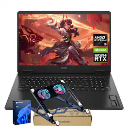 HP - Omen 17.3" FHD 144Hz Laptop - AMD Ryzen AI 9 365 with 16GB DDR5 RAM - 1TB SSD - NVIDIA GeForce RTX 5070 - PCO LT Cooler - Black