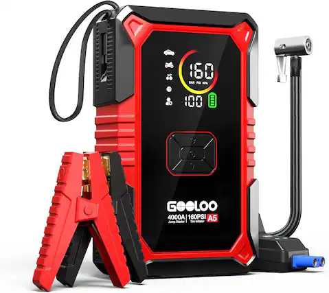 160 BAR PSI KPA 100 + GOOLOO 4000A 160PSI A5 Jump Starter Tire Inflator