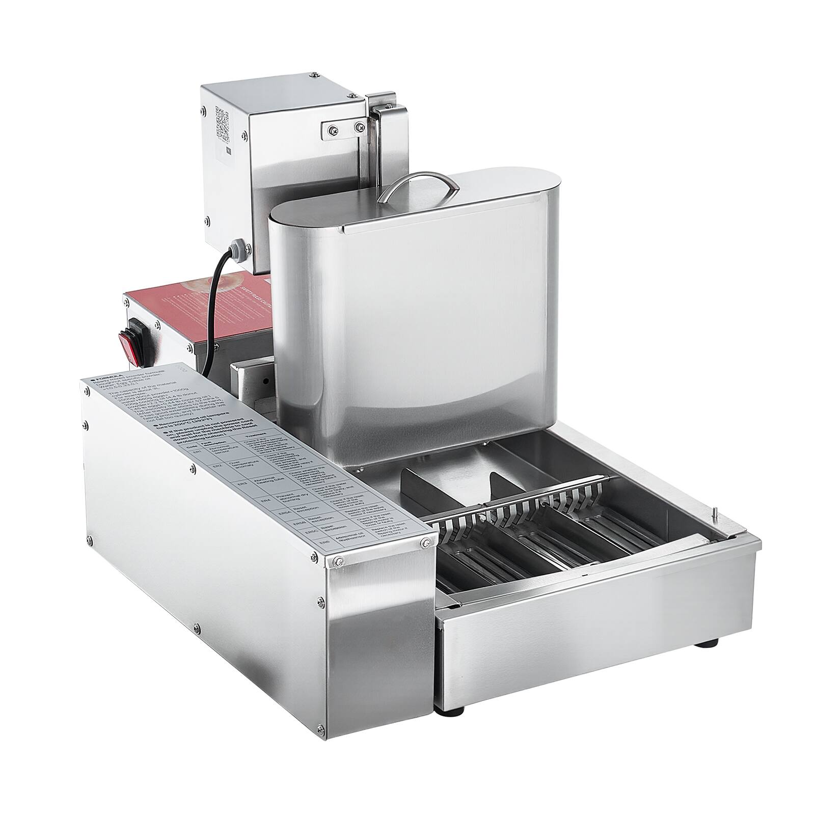 Alt View 5. VEVOR - Commercial Automatic Donuts Machine, 4 Rows Donuts Making Equipment, 240 pcs/hour Electric High Power Doughnut Maker - Silver.