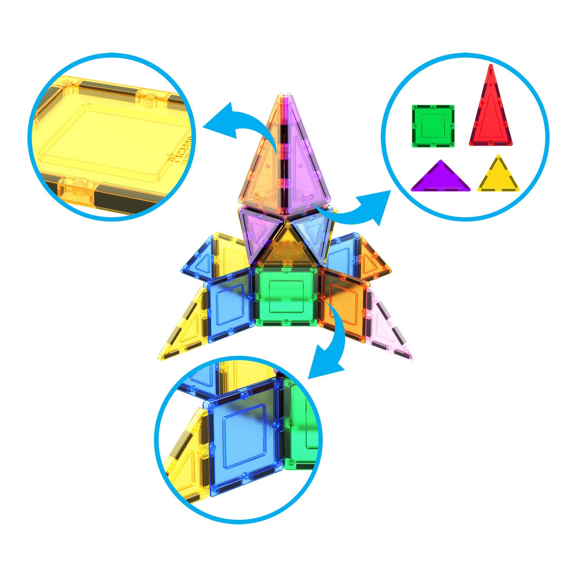 PicassoTiles - PICASSO-TILES 12PCS Magnetic Building Block Set, Isosceles Triangle Tiles, STEM Educational Construction Toy for Kids