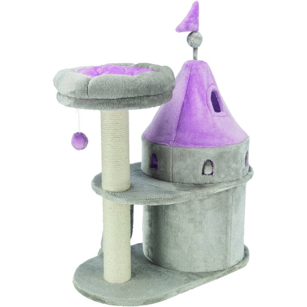 Alt View 1. TRIXIE - My Kitty Castle Plush Cat Tree, Sisal Scratching Posts, Rustling Fabric - Gray.