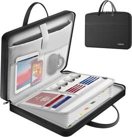 Vulpecula Spade - Laptop Bag,15.6 Inch Laptop Case with 13 Pockets Accordion File Organizer - Black